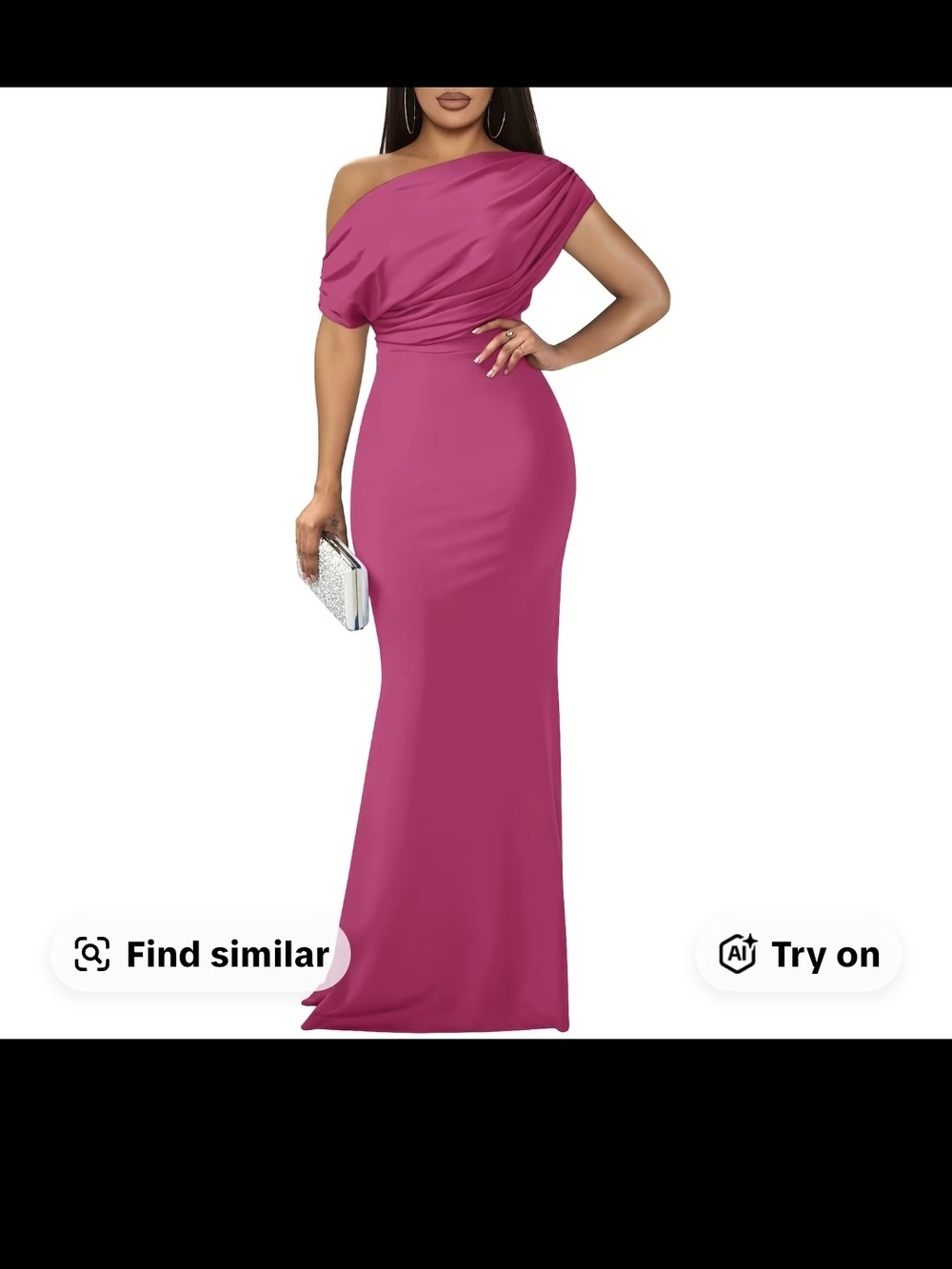 One-Shoulder Magenta Evening Gown